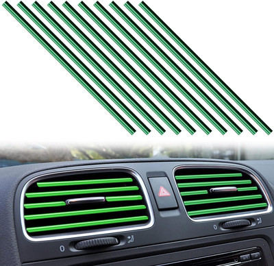 WEMOL Green Car Vent Outlet Trim Strip Chrome PVC Car Air Conditioner Vent Strip Car Beading Roll For Window(5 m)