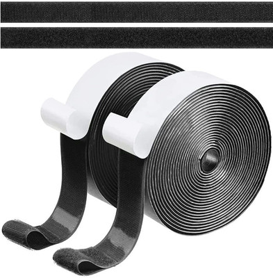 skyunion Hook and Loop Sticky tape 5 mtr 25mm 25 mm x 5 m Black Reflective Tape(Pack of 1)