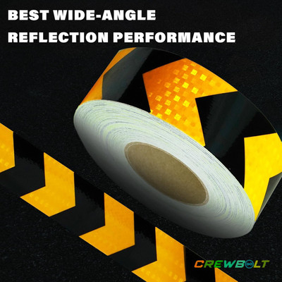 Crewbolt Radium Reflector Reflective Tape High Visibility Caution Adhesive 2 Inch 50 mm x 4 m Arrow BLACK, YELLOW Reflective Tape(Pack of 1)