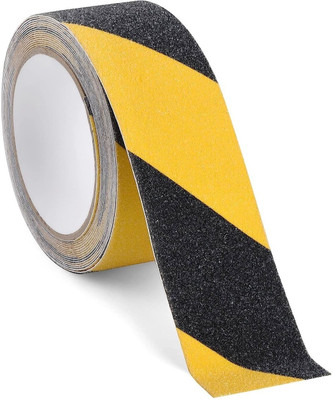 Lufarp Anti Skid Fall Resistant Adhesive Tape for Slippery Floors Indoor or Outdoor 50 mm x 5 m Yellow, Black Reflective Tape(Pack of 1)