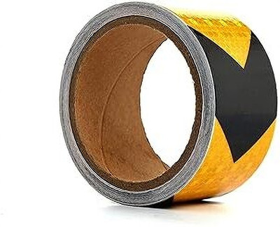 YCVARIYA Reflective Conspicuity Arrow Safety Tape – Black & Yellow 2 Inch Width X 5 Meter 50 mm x 5 m yellow and black Reflective Tape(Pack of 1)