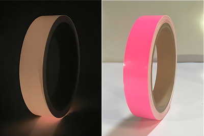 Bellveen New Luminious Adhesive Tape Dispenser High Glow in Dark Anti Slip Tape (Manual)(Set of 1, Pink)