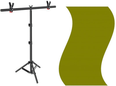 Vistook 6x9FT Olivegreen Decoration Curtain T-Shape Stand Photo Studio With Croma Screen Reflector