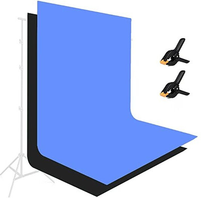 Hiffin 8Ft X 12Ft Black|Blue Backdrop Screen Photo Studio Photography Background Reflector