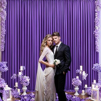 Stookin 4x10 Purple Backdrop Curtain 2 Panels-Wrinkle-Free Polyester Photography Reflector