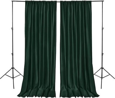 Vistook 4x12FT Decoration Backdrop Dark Green Curtain Drapes Backdrop Panels Background Reflector