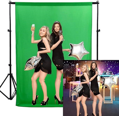 SNAPCLICK 8x4FT(Medium Size) Green Background for Video Product Photography Game Chromakey Reflector