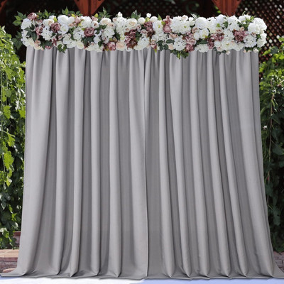 Stookin Grey Decoration Backdrop Curtain Background Wedding Parties 5x12Ft (Set of 2) Reflector