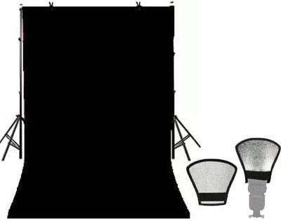 Stookin 8x10 Black Color Photography Studio Backdrop for Event Shoot (Free Bounce Card) Reflector