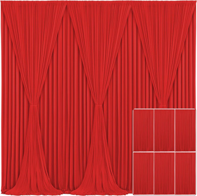 Vistook 30x10FT Wrinkle Free Decoration Backdrop Red Curtain Drapes 5x10 (6 Panels) Reflector