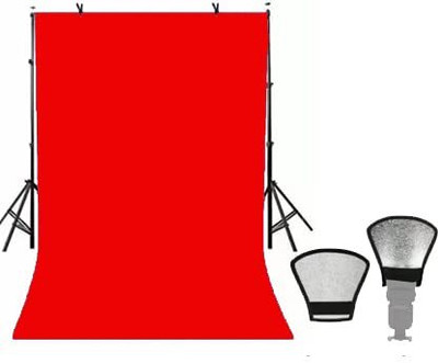 Stookin 8x10 Red Color Photography Studio Backdrop for Event Shoot & (Free Bounce Card) Reflector