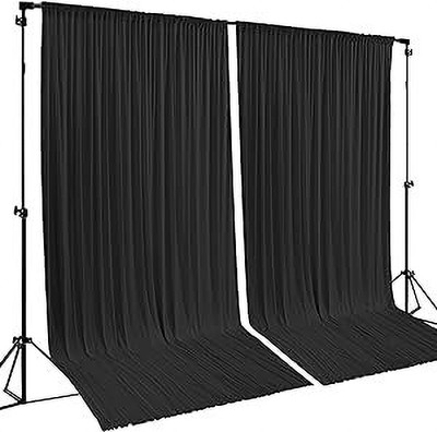 Stookin 4X8 Black Backdrop Curtain 2 Panels-Wrinkle-Free Polyester Photography Reflector