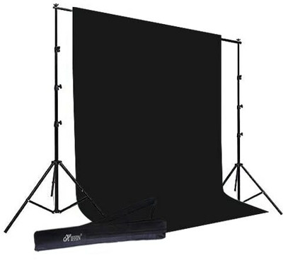 Hiffin 8X12Ft Black Screen with 9X9Ft Background Support Stand Kit Reflector Reflector