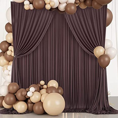Windrop Solutions Brown Decoration Backdrop Curtain Background Wedding Parties 4x10Ft.| Set of 2 Reflector