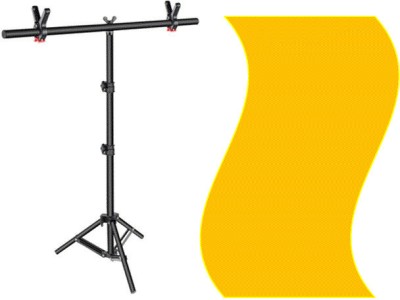 Vistook 6x9FT Yellow Decoration Curtain T-Shaped Stand Photo Studio With Croma Screen Reflector