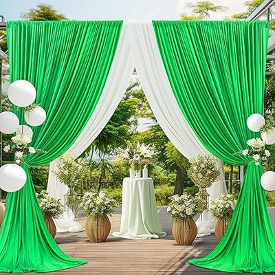 Stookin 4X10 Green Backdrop Curtain 2 Panels-Wrinkle-Free Polyester Photography Reflector