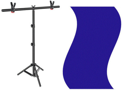 Vistook 6x9FT Royal Blue Decoration Curtain T-Shape Stand Photo Studio With Croma Screen Reflector