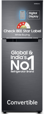 Samsung 236 L Frost Free Double Door 3 Star Convertible Refrigerator  with Digital Inverter and Display(Black DOI, RT28C3733B1/HL)