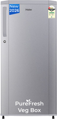 Haier 165 L Direct Cool Single Door 1 Star Refrigerator with Diamond Edge Freezing Technology, Easy & Safe Clean back, Large Veg Box, LED Light, Lock & Key for Safety(Moon Silver, HED-171MSA-P)