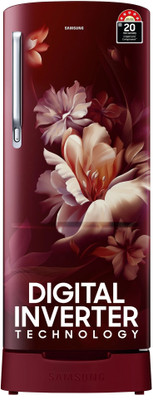 Samsung 183 L Direct Cool Single Door 5 Star Refrigerator with Base Drawer with Digital Inverter(Midnight Blossom Red, RR20D2825RZ/NL)