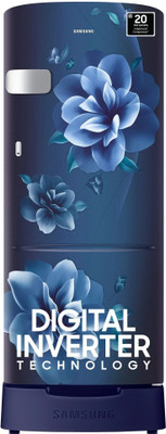 Samsung 223 L Direct Cool Single Door 3 Star Refrigerator with Base Drawer with Digital Inverter(Camellia Blue, RR24D2Z23CU/NL)