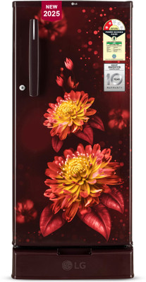 LG 185 L Direct Cool Single Door 2 Star Refrigerator with Base Drawer(Scarlet Florance, GL-D199OSFC)