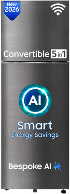 350 L Frost Free Double Door 3 Star Refrigerator  with Convertible 5-in-1, Wifi Enabled, Bespoke AI, Digital Inverter, 2026 Model(Luxe Black, RT38HG5A23BXHL)