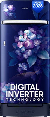 Samsung 189 L Direct Cool Single Door 4 Star Refrigerator with Base Drawer(Hydrangea Blue, RR21H2H24HS/HL)