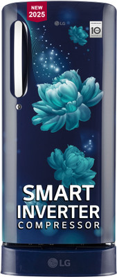 LG 185 L Direct Cool Single Door 5 Star Refrigerator with Base Drawer with Smart Inverter Compressor, Fast Ice Making(Blue Charm, GL-D201ABCU.BBCZEBN)