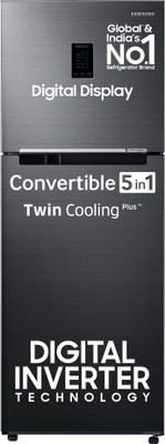SAMSUNG 301 L Frost Free Double Door 3 Star Convertible Refrigerator(Luxe Black, RT34C4523BX/HL)