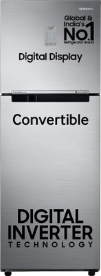 Samsung 236 L Frost Free Double Door 3 Star Convertible Refrigerator  with Digital Inverter and Display(Elegant Inox, RT28C3733S8/HL)