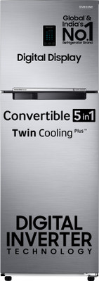 Samsung 322 L Frost Free Double Door 3 Star Convertible Refrigerator  with Digital Inverter, Convertible 5-in-1 and Display(Elegant Inox, RT37C4523S8/HL)