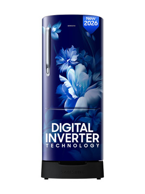Samsung 223 L Direct Cool Single Door 3 Star Refrigerator with Base Drawer with Digital Inverter, Single Touch Defrost, 2026 Model(Midnight Blossom Blue, RR24H2823UZ/NL)