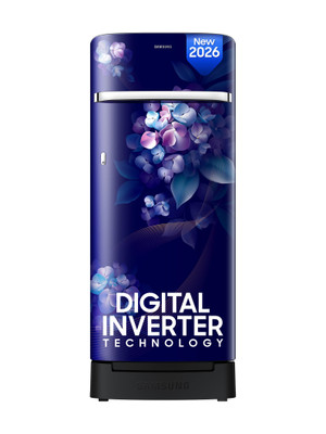 Samsung 215 L Direct Cool Single Door 5 Star Refrigerator with Base Drawer  with Digital Inverter, Single Touch Defrost, 2026 Model(Hydrangea Blue, RR23H2H35HS/HL)