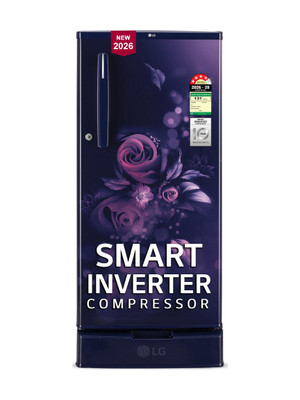 LG 185 L Direct Cool Single Door 4 Star Refrigerator with Base Drawer  with Smart Inverter Compressor, Runs on Home Inverter, Fit Max Chiller Tray & 2026 Model(Blue Euphoria, GLD1945ZOBE)