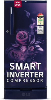 LG 185 L Direct Cool Single Door 4 Star Refrigerator with Base Drawer with Smart Inverter Compressor, Runs on Home Inverter, Fit Max Chiller Tray & 2026 Model(Blue Euphoria, GLD1945ZOBE)