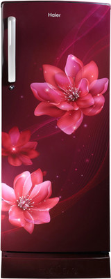 Haier 242 L Direct Cool Single Door 3 Star Refrigerator with Base Drawer(Red Peony, HRD-2423PRP-E)