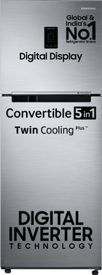 Samsung 322 L Frost Free Double Door 2 Star Convertible Refrigerator  with Digital Inverter, Convertible 5-in-1 and Display(Elegant Inox, RT37C4512S8/HL)