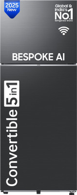 Samsung 467 L Frost Free Double Door Top Mount 3 Star Convertible Refrigerator(Luxe Black, RT80F51C3KHL)