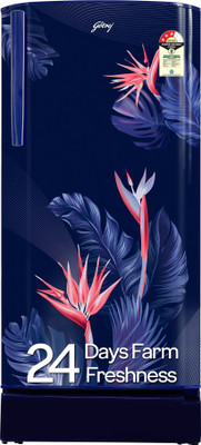 Godrej 183 L Direct Cool Single Door 3 Star Refrigerator with Jumbo Vegetable Tray and Toughened Glass Shelves(Floral Blue, RD R190C THF FR BL)