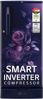 LG 185 L Direct Cool Single Door 4 Star Refrigerator with Base Drawer with Smart Inverter Compressor, Auto Smart Connect, Fast Ice Making(Blue Euphoria, GL-D199OBEY.EBEZPST)