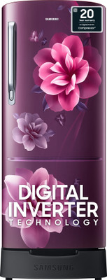 Samsung 183 L Direct Cool Single Door 4 Star Refrigerator with Base Drawer with Digital Inverter(Camellia Purple, RR20C1824CR/HL)