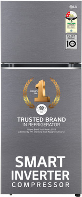 LG 398 L Frost Free Double Door 2 Star Refrigerator  with Smart Inverter Compressor, Express Freeze & Multi Air Flow(DAZZLE STEEL, GL-N422SDSY)