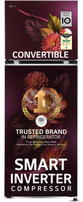 LG 272 L Frost Free Double Door 2 Star Convertible Refrigerator  with Smart Inverter Compressor, Multi Air Flow and Auto Smart Connect(Red Water Lily, GL-S312SRWY)