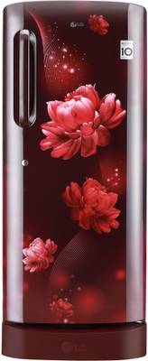LG 235 L Direct Cool Single Door 4 Star Refrigerator with Base Drawer  (Scarlet Charm, GL-D241ASCY)