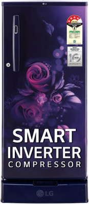 LG 185 L Direct Cool Single Door 4 Star Refrigerator with Base Drawer with Smart Inverter Compressor(Blue Euphoria, GL-D199OBEY)