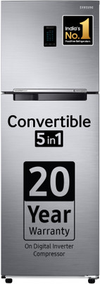 SAMSUNG 322 L Frost Free Double Door 3 Star Convertible Refrigerator With Convertible 5-in-1 Digital Inverter With Display (Elegant Inox, RT37C4523S8/HL) For Rs. 31240 @ 45 %