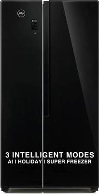 Godrej 564 L Frost Free Side by Side Refrigerator  (Glass Black, RS EONVELVET 579 RFD GL BK)