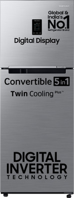 SAMSUNG 301 L Frost Free Double Door 3 Star Convertible Refrigerator(Elegant Inox, RT34C4523S8/HL)