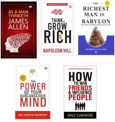 5 Great Combo Of As A Man Thinketh, Think & Grow Rich,The Richest Man In Babylon, The Power Of Subconscious Mind And How To Win Friends & Influence People(Paperback fully packed, James Allen, Nepoliyan Hill, George Clason, Joseph Murphy, Dale Carnegie)